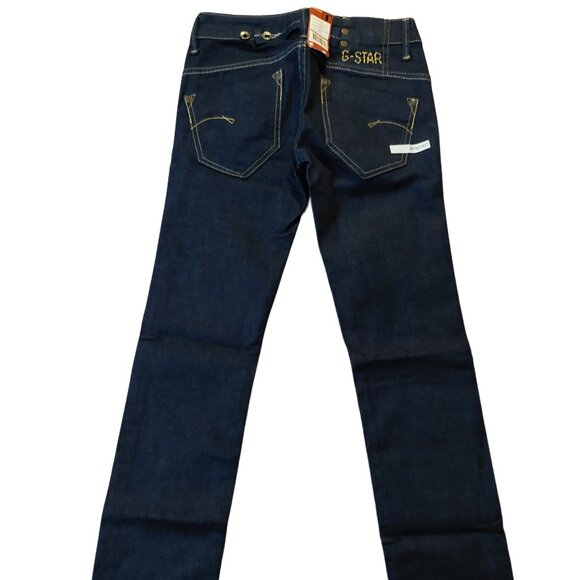 Retro Vintage G-Star Raw Midge Straight Leg Flacks Denim Raw Blue Jeans 24 NWT - Picture 6 of 12
